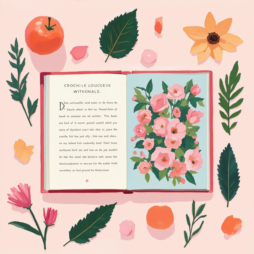 Ilustraciones mágicas de flores en un libro abierto.